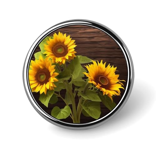 Runde Anstecknadel mit Sonnenblumen-Motiv, für Damen, Knöpfe und Anstecknadeln, Metallabzeichen, niedliche Brosche, Retro-Pinback-Abzeichen, modische Taschennadeln für Hut, Rucksäcke, Krawatte, Anzug von QMNVBDS