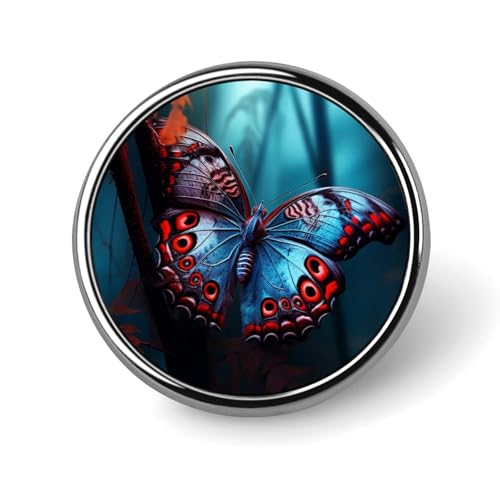 Runde Schmetterlings-Anstecknadel für Damen, Neuheit, Knöpfe und Anstecknadeln, Metallabzeichen, niedliche Brosche, Retro-Pinback-Abzeichen, modische Taschennadeln für Hut, Rucksäcke, Krawatte, Anzug von QMNVBDS