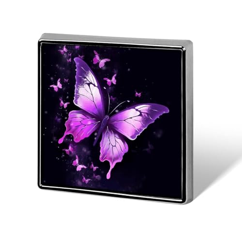 Schmetterling lila quadratische Anstecknadel Damen Neuheit Knöpfe & Pins Metall Abzeichen Niedliche Brosche Pin Retro Pinback Abzeichen Mode Tasche Pins für Hut Rucksäcke Krawatte Anzug Hochzeit Party von QMNVBDS