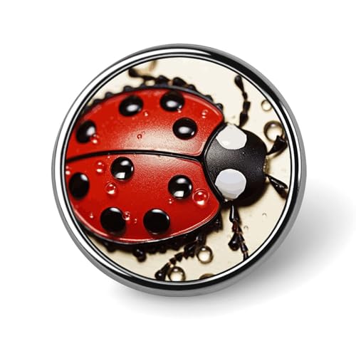 Schöne Marienkäfer-Anstecknadel, runde Anstecknadel für Damen, Knöpfe und Anstecknadeln, Metallabzeichen, niedliche Brosche, Retro-Pinback-Abzeichen, modische Taschennadeln für Hut, Rucksäcke von QMNVBDS