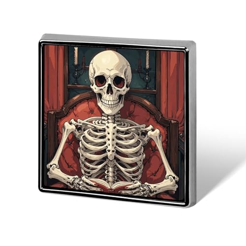 Skelett Lese-Quadratische Anstecknadel Damen Neuheit Knöpfe & Pins Metall Abzeichen Niedliche Brosche Pin Retro Pinback Abzeichen Mode Tasche Pins für Hut Rucksäcke Krawatte Anzug Hochzeit Party von QMNVBDS