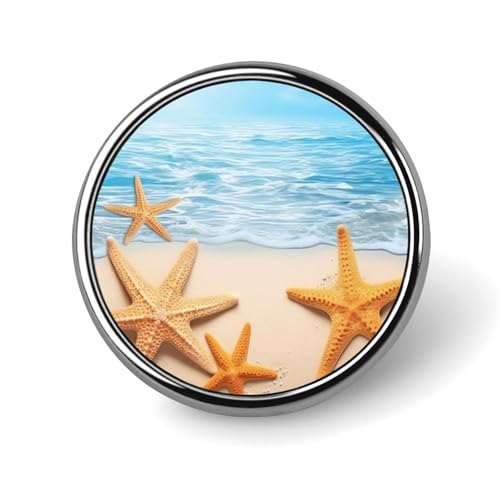 Sommer Seestern Runde Anstecknadel Damen Neuheit Knöpfe & Pins Metall Abzeichen Niedliche Brosche Retro Pinback Abzeichen Mode Tasche Pins für Hut Rucksäcke Krawatte Anzug Hochzeit Party Zubehör Rund von QMNVBDS