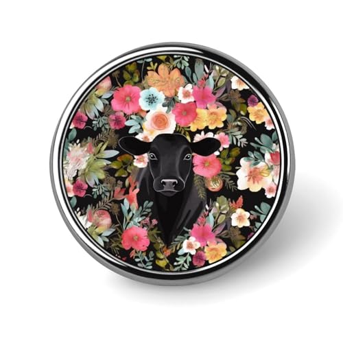 Steer Floral Runde Anstecknadel Damen Neuheit Knöpfe & Pins Metall Abzeichen Niedliche Brosche Retro Pinback Abzeichen Mode Tasche Pins für Hut Rucksäcke Krawatte Anzug Hochzeit Party Zubehör Rund von QMNVBDS