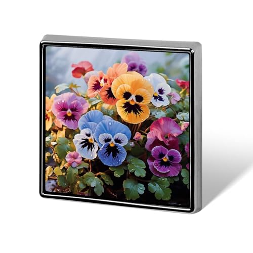 Stiefmütterchen Blumen quadratische Anstecknadel Damen Neuheit Knöpfe & Pins Metall Abzeichen Niedliche Brosche Pin Retro Pinback Abzeichen Mode Tasche Pins für Hut Rucksäcke Krawatte Anzug Hochzeit von QMNVBDS