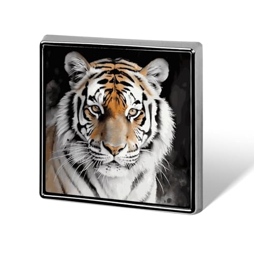 Tiger quadratische Anstecknadel für Damen, Knöpfe und Anstecknadeln, Metallabzeichen, niedliche Brosche, Retro-Pinback-Abzeichen, modische Taschennadeln für Hut, Rucksäcke, Krawatte, Anzug, Hochzeit von QMNVBDS
