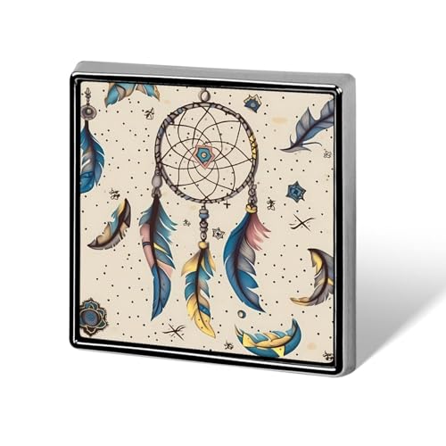 Traumfänger und Mond, quadratische Anstecknadel für Damen, Neuheit, Knöpfe und Anstecknadeln, Metallabzeichen, niedliche Brosche, Retro, Pinback-Abzeichen, modische Taschennadeln für Hut, Rucksäcke von QMNVBDS