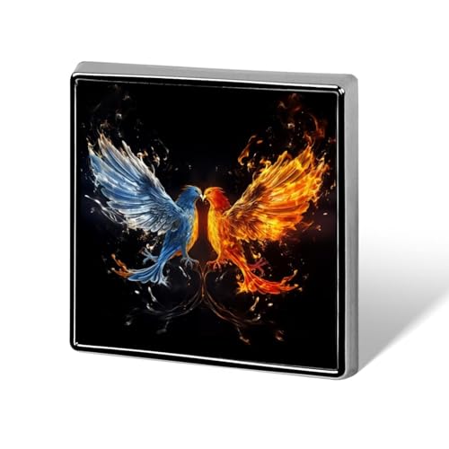 Vogel Feuer und Wasser quadratische Anstecknadel Damen Neuheit Knöpfe & Pins Metall Abzeichen Niedliche Brosche Pin Retro Pinback Abzeichen Mode Tasche Pins für Hut Rucksäcke Krawatte Anzug Hochzeit von QMNVBDS