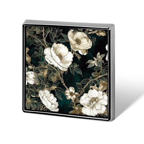 Weiße Blumen quadratische Anstecknadel Damen Neuheit Knöpfe & Pins Metall Abzeichen Niedliche Brosche Pin Retro Pinback Abzeichen Mode Tasche Pins für Hut Rucksäcke Krawatte Anzug Hochzeit Party von QMNVBDS