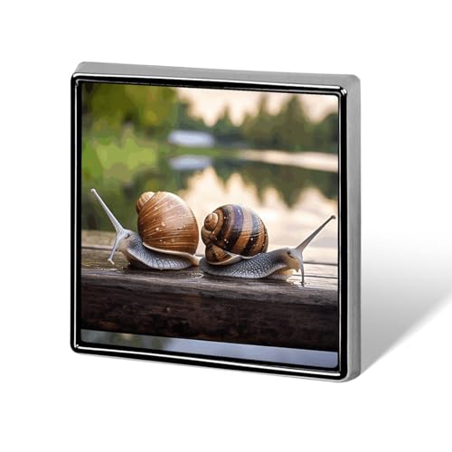 Zwei Schnecken auf der Bank, quadratische Anstecknadel für Damen, Neuheit Knöpfe & Anstecknadeln, Metallabzeichen, niedliche Brosche, Retro-Pinback-Abzeichen, modische Taschennadeln für Hut, Rucksäcke von QMNVBDS
