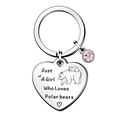 QMVMV Lustiger Eisbär-Schlüsselanhänger Geschenke Tierliebhaber Geschenk Just A Girl Who Loves Eisbär Eisbär Liebhaber Geschenk für Frauen Mädchen, die Eisbären lieben, silber, One size von QMVMV
