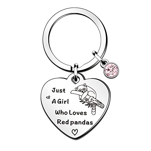 QMVMV Lustiger roter Panda Schlüsselanhänger Geschenke Tierliebhaber Geschenk Just A Girl Who Loves Red Pandas Red Panda Liebhaber Geschenk für Frauen Mädchen, Wer liebt rote Pandas Schlüsselanhänger von QMVMV