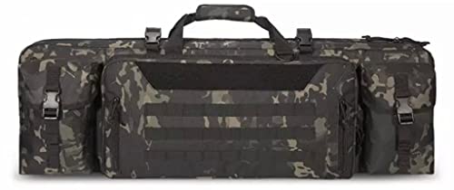 Double Rifle Bag Mit Weich Gepolstertem Schutz- wasserdichte Gewehrtasche Mit Pouches Compartments Lang Waffentasche Wanderrucksack Jagdausrüstung Futteral Langwaffen Camouflage,42 inches von QMZDXH