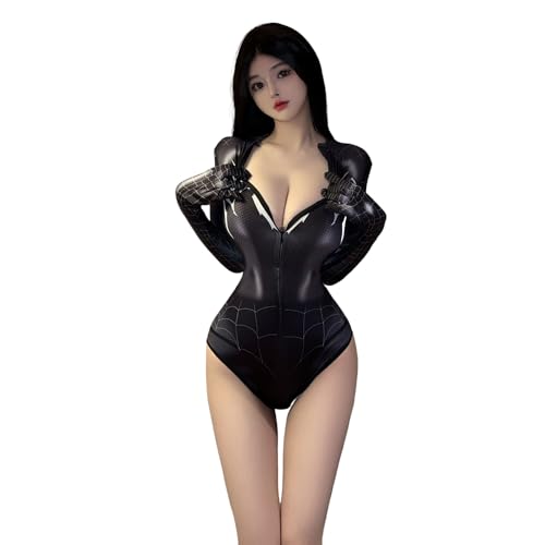 QNCLO Damen Cosplay Super Spider Girl Hero Teddy Unterwäsche Japanische Anime One Piece Tight Top, Schwarz, Einheitsgröße von QNCLO