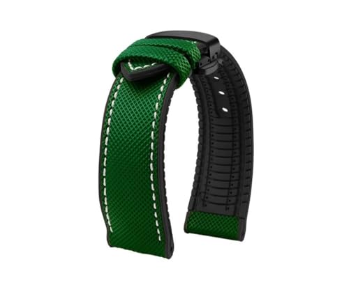 QNGMKBKTDZ Canvas Nylon Gummiband 20mm 22mm 24mm Armband Herren Fit for Omega Fit for Breitling Fit for Avengers Fit for Longines Serie Uhrenzubehör(Green white-B) von QNGMKBKTDZ
