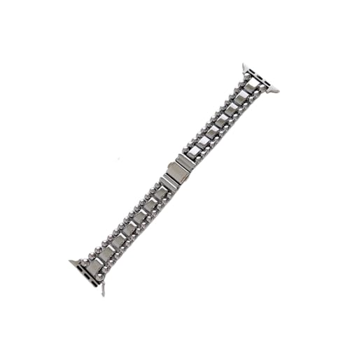 QNGMKBKTDZ Metallarmband-Uhrenarmband-Armbandkette Passend For Iwatch87654321SE Ultra 38 40 41 42 44 45 Mm Perle Männer Und Frauen Bling Handgelenk(Silver,38 40 41mm) von QNGMKBKTDZ