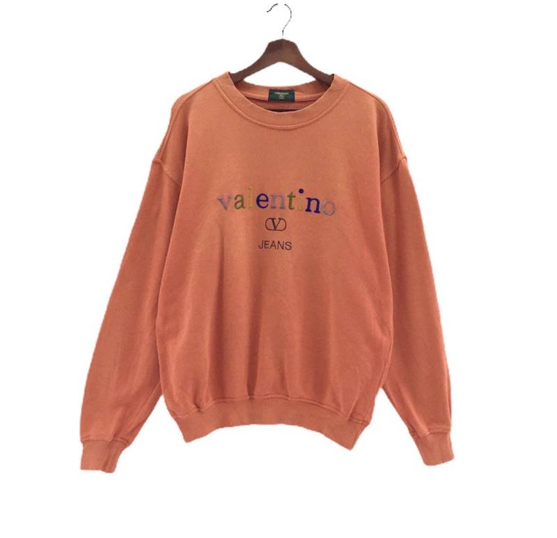 Schön Valentino Jeans Crewneck Langarm Sweatshirt Gesticktes Großes Logo Pullover/Italy Designer L von QNineShop