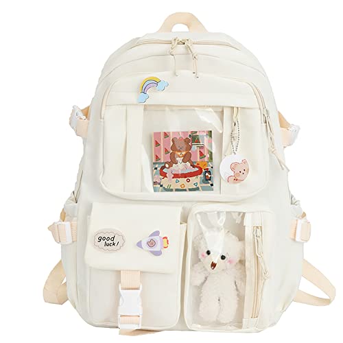 QOCO Kawaii Rucksack mit Anstecknadeln und Zubehör Kawaii Backpack Harajuku Kawaii Bag Aesthetic Schulrucksack Niedliche Schüler-Büchertasche Für Teenager-Mädchen 40 * 30 * 11cm von QOCO