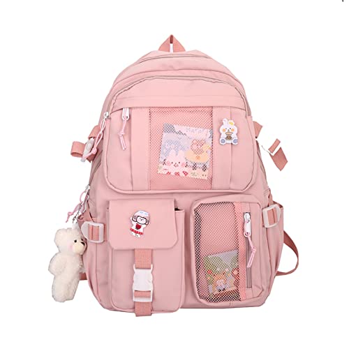 QOCO Kawaii Rucksack mit Anstecknadeln und Zubehör Kawaii Backpack Harajuku Kawaii Bag Aesthetic Schulrucksack Niedliche Schüler-Büchertasche Für Teenager-Mädchen 44 * 31 * 14cm von QOCO