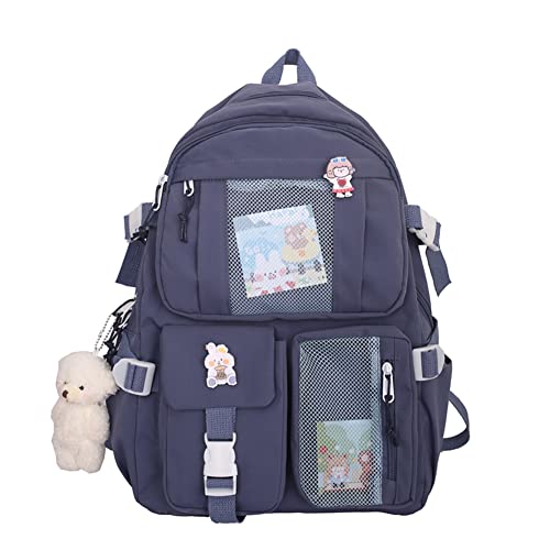 QOCO Kawaii Rucksack mit Anstecknadeln und Zubehör Kawaii Backpack Harajuku Kawaii Bag Aesthetic Schulrucksack Niedliche Schüler-Büchertasche Für Teenager-Mädchen 44 * 31 * 14cm von QOCO