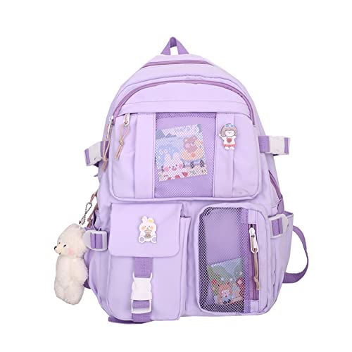 QOCO Kawaii Rucksack mit Anstecknadeln und Zubehör Kawaii Backpack Harajuku Kawaii Bag Aesthetic Schulrucksack Niedliche Schüler-Büchertasche Für Teenager-Mädchen 44 * 31 * 14cm von QOCO