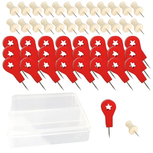 QOCUILC 50er Set Holz Pinnadeln | Premium Reißnägel für Pinnwand & Korkplatte | Multifunktional für Landkarte, Fotos, Büro & Handwerk | Rundkopf Design | Natürliche Holzfarbe von QOCUILC