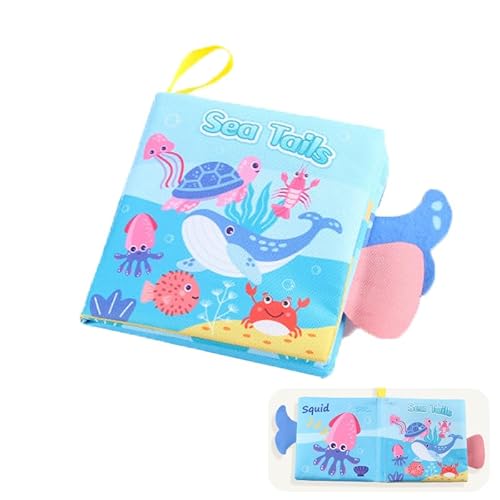 QOCUILC Baby Fühlbuch aus Stoff mit Ozean Tier Motiven，Baby Stoffbuch & Fühlbuch Set –Sensorik Spielzeug, Kontrastbuch für Gehirnentwicklung ab 0 Monate, ideal als Geschenk für Jungen und Mädchen von QOCUILC