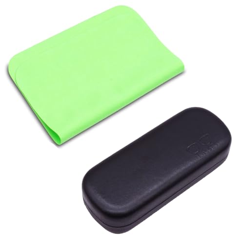 QOCUILC Hartschalen-Brillenetui aus weichem Leder mit Mikrofasertuch, tragbares Brillenetui für Sonnenbrillen, Lesebrillen, Brillen von QOCUILC