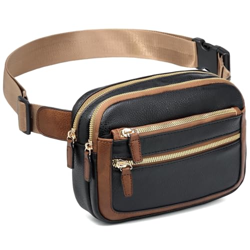 QOECI Gürteltasche für Damen und Herren, Leder-Gürteltasche mit Multifunktionstasche, Crossbody-Tasche für Damen, modische Hüfttasche mit verstellbaren Riemen, Umhängetasche, Reise-Brusttasche, 5# von QOECI