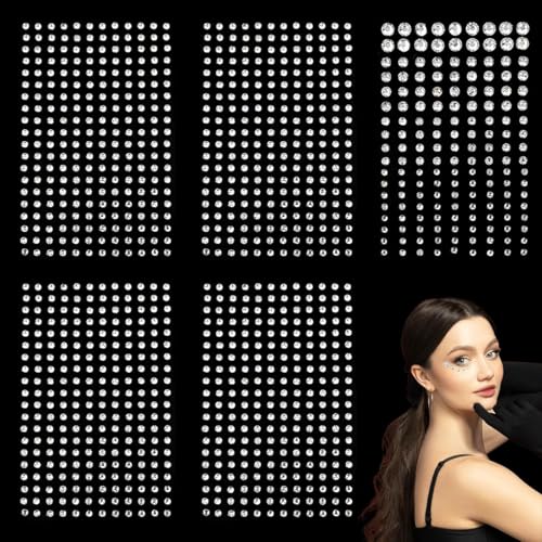 1300 Stück Strass Gesicht Aufkleber, Strass Gesicht Mardi Gras, Strass Make Up Festival Glitter Gesicht Aufkleber für Gesicht Augen Körper Nail Art von QOMJUFA