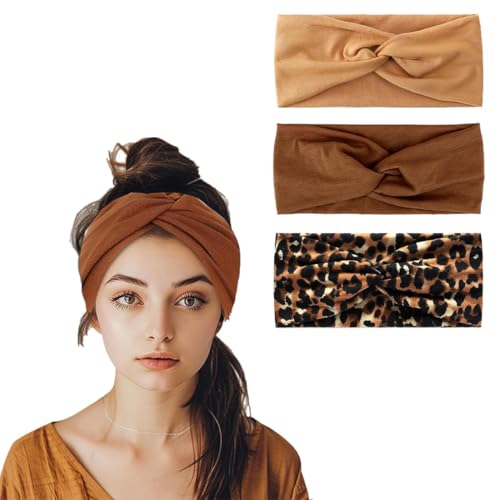 3 Stück Frauen Bogen Haarbänder, Mode Haarschmuck für Frauen und Mädchen. Elastisches Stirnband, perfekt für Make-up, Sport und tägliches Styling von QOMJUFA