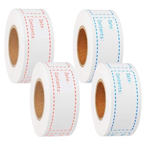 500 Gefrierschrank-Etiketten, selbstklebende Haushaltsetiketten, ablösbare Gefrierschrank-Etiketten, Allzweck-Küchenetiketten, 4 Rollen, 75 x 25 mm von QOMJUFA