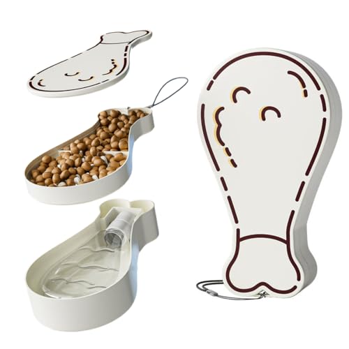 Hundetrinkflasche für Unterwegs, Hunde Trinkflasche to go mit Hundefutter Becher, Hundenapf Unterwegs Tragbar, Wasserflasche Hund Wasserspender Reisenapf von QOMJUFA