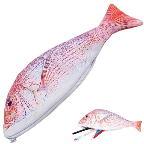 QOMJUFA 1 Stück Fisch Geformt Federmäppchen, Neuheit Fisch Federbeutel, Lustige Federmäppchen mit Gepolstertem Dickschaum Futter für Schule Klassenzimmer von QOMJUFA
