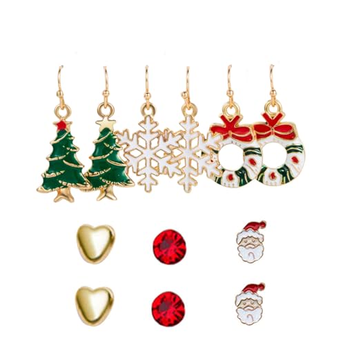 QOMJUFA 12 Paare Ohrringe Weihnachten Damen Christmas Ohrringe Set Weihnachtsohrringe Damen Ohrringe Für Frauen Mädchen Urlaub Ohrringe Hängend Ohrringe Nette Weihnachtsfeier Schmuck von QOMJUFA