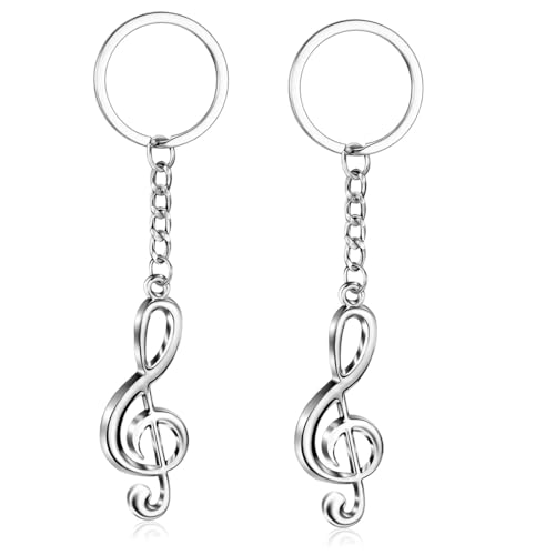 QOMJUFA 2 Stücke Musiknoten Schlüsselanhänger Metall Musical Zeichen Keychain Musik Thema Party Schlüsselring für Jungen Mädchen Männer Damen Musiklehrer Musiker Geburtstag von QOMJUFA