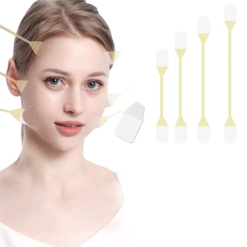 QOMJUFA 20 Flicken Face Lifting Tape + 4 Hebeseile,Facelifting Aufkleber Lifting Tapes Gesicht,Instant Invisible Face Lift Sticker, Eye Lift Tape Make-up Gesicht Lift Werkzeuge von QOMJUFA