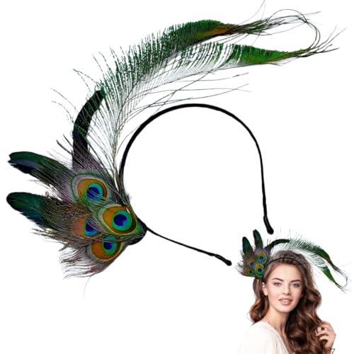 QOMJUFA Pfau Kostüm Accessoires, Pfau Federn Haarreif Damen Pfau Kostüm 20er Jahre Kostüm Accessoires für Fasching Karneval Mottoparty Tanz Maskeraden von QOMJUFA