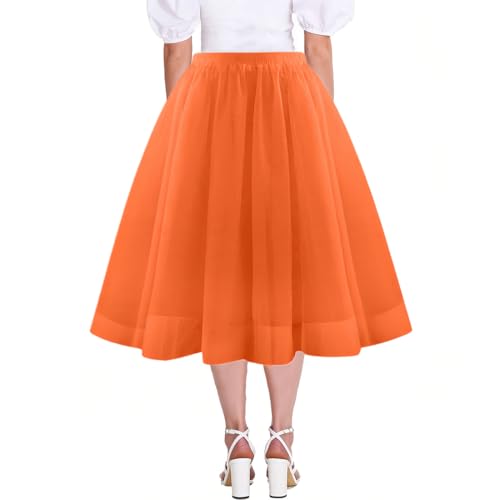 QOMJUFA Tütü Tüllrock Damen Karneval Lang Rockabilly Kostüm Regenbogen Rock Bunt Petticoat Tutu Ballet Trock 50Er Mehrschichtiger Taillen Unterrock Prinzessin Tanzkleid Für Cosplay 2025 von QOMJUFA