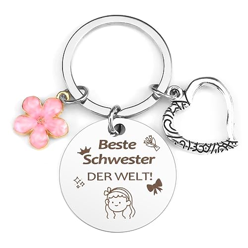 QONCV Schwester Geschenk, Schlüsselanhänger Schwester, Geburtstagsgeschenk für Schwester,Beste Personalisierte Schwester Geschenke,Geschenk für Schwester,Weihnachtsgeschenke für Schwester von QONCV