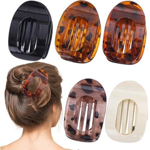 QOWIJEX 5 Stück entenschnabel haarspange, Haarklammern Flach Damen,Flat Claw Clip, Rutschfeste Haarklammer,Starker Halt Seitliche Haarklammern für Dickes und Dünnes Haar von QOWIJEX