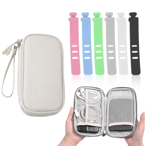QOWUXHZ 1 Pc Kabel Organizer Tasche Kabelorganizer Tasche Mit 6 Pcs Drahtbinder Reisekabel Organizer Doppelschicht Reise Elektronik Zubehör Tasche Für Usb Ladekabel Powerbank Grau von QOWUXHZ