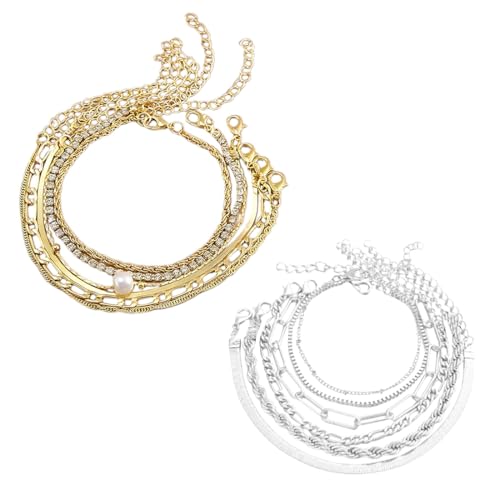 QOWUXHZ 12 Stück Armband Edelstahl Damen Armband Damen Gold Silber Verstellbare Armband Set Verstellbare 16+5 Cm Liebe Geschenk Für Frauen Mädchen Gold Silber von QOWUXHZ