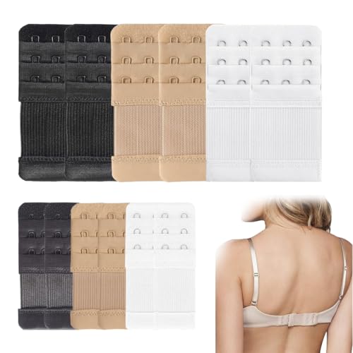 QOWUXHZ 12 Stück Bh Verlängerer 3 Reihen 2 Haken 3 Haken Bra Extender Weich Bequem Und Dehnbar Bh Verschluss Elastischen Geeignet Für Frauen Damen Schwarz Weiß Hautfarbe von QOWUXHZ