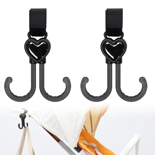QOWUXHZ 2 Stück Kinderwagen Haken Herzform Klettverschluss Haken Kinderwagen Für Wickeltasche Handtaschen Hängesäcke Rucksäcke Geldbörsen Kinderwagen Zubehör Universelle Passform von QOWUXHZ