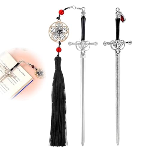 QOWUXHZ 2 Stück Metall Lesezeichen Schwert Lesezeichen Quaste Metall Lesezeichen Vintage Lesezeichen Personalisierte Lesezeichen Bookmark Für Leseliebhaber Lustige Lesezeichen Geschenk von QOWUXHZ