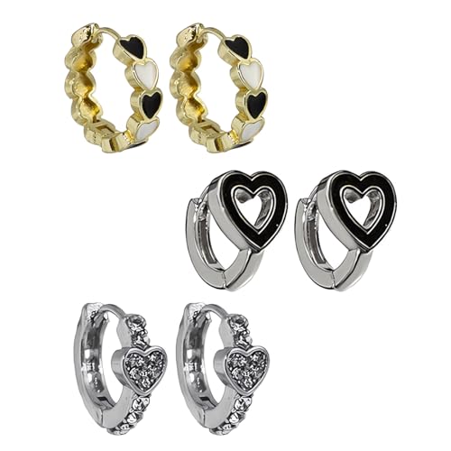 QOWUXHZ 3 Paar Creolen Set: Elegantes und vielseitiges Design für Damen und Mädchen zu Feste Anlässe - Silber, Gold - Creolen-Set - Ohrringe von QOWUXHZ