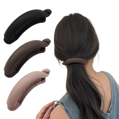 QOWUXHZ 3 Pcs Banana Clip Bananenspange Haare Bananen Hair Clips Damen Haarspange Banane Mädchen Vintage Bananenhaarspangen Pferdeschwanz Bananenspangen Haarspangen Fischschwanz Haarspange Zubehör von QOWUXHZ