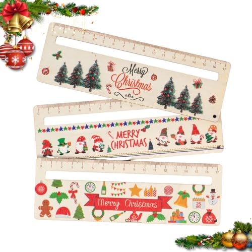 QOWUXHZ 3 Stück Lesehilfe Kinder 1 Klasse Lesehilfe Endlich Schulkind Personalisiert Holz Lesezeichen Leselineal Zur Einschulung Kinder Schulanfang Geschenkidee Schultüten Füllung Weihnachtsstil von QOWUXHZ