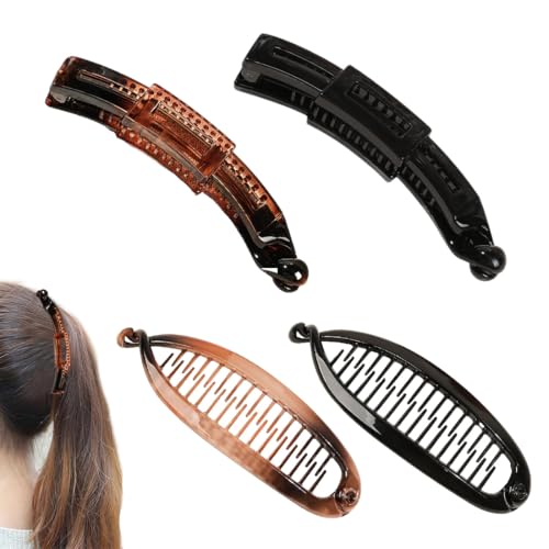QOWUXHZ 4 Stück Banana Clips Dickes Haar Bananenspange Haare Bananen Haarspange Hair Clips Vintage Fischschwanz Haarklammer Damen Haarclips Banane Haarspangen Für Pferdeschwanz Hochsteckfrisuren von QOWUXHZ