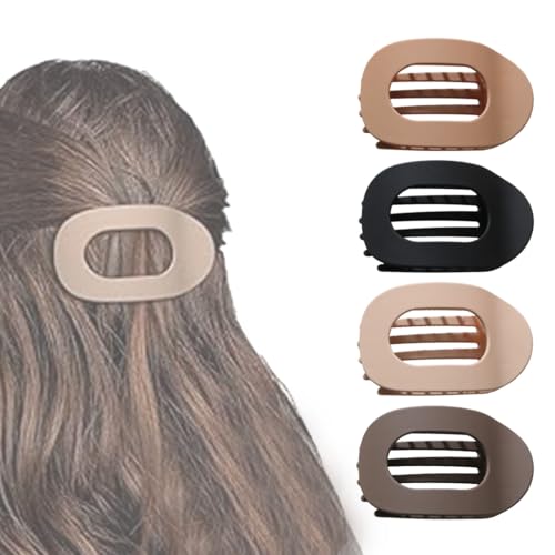 QOWUXHZ 4 Stück Flache Haarklammern Für Damen Starker Halt Frauen-Haarspangen Damen Matte Große Haarklammer Für Dünnes Und Dickes Haar Gebogenes Design Für Liegen von QOWUXHZ